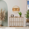 Console en métal style bohème chic avec plateau en rotin Samui Vente