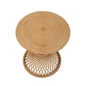 Table basse ronde en rotin 56x48x48cm style bohème chic Teyra Offre