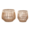 Set van 2 ronde opbergmanden in rattan en stof Fuji Aanbieding