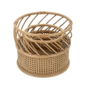 Set van 2 ronde plantenbakken van metaal en rattan Panama Korting