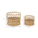 Set van 2 ronde plantenbakken van metaal en rattan Panama Voorraad
