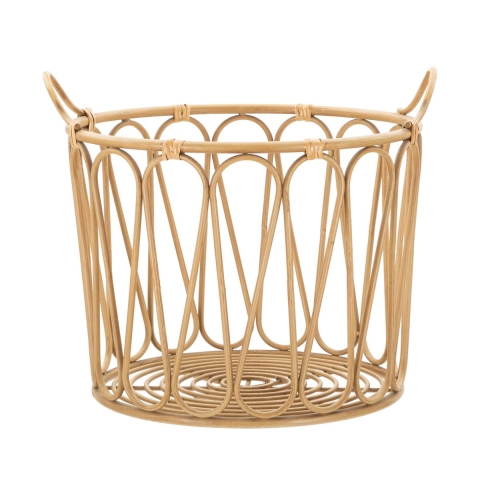 Panier de rangement rond bohème chic en métal et rotin Panama Promotion