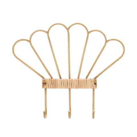 Metalen en rattan wandkapstok met 3 haken Panama Aanbieding