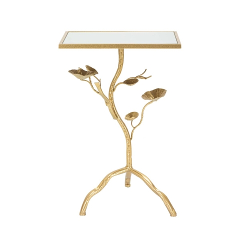 Table basse carrée en métal doré avec plateau en miroir Tisty Promotion