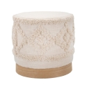 Ronde poef in gestoffeerde stof met houten basis 40x40 Damasco Aanbieding