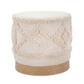 Ronde poef in gestoffeerde stof met houten basis 40x40 Damasco Aanbieding
