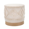 Ronde poef in gestoffeerde stof met houten basis 40x40 Damasco Aanbieding