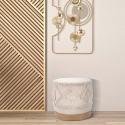 Ronde poef in gestoffeerde stof met houten basis 40x40 Damasco Verkoop