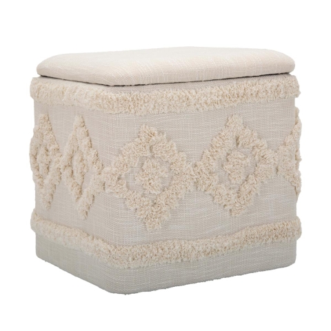 Pouf carré avec rangement en tissu rembourré 40x40cm Damasco Promotion