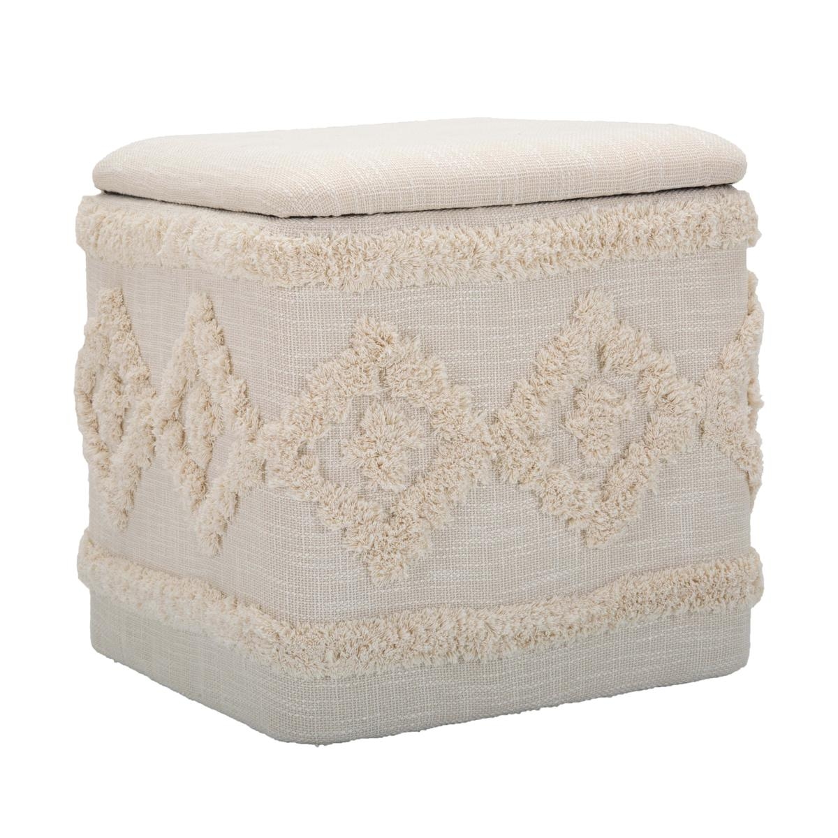 Pouf carré avec rangement en tissu rembourré 40x40cm Damasco Promotion