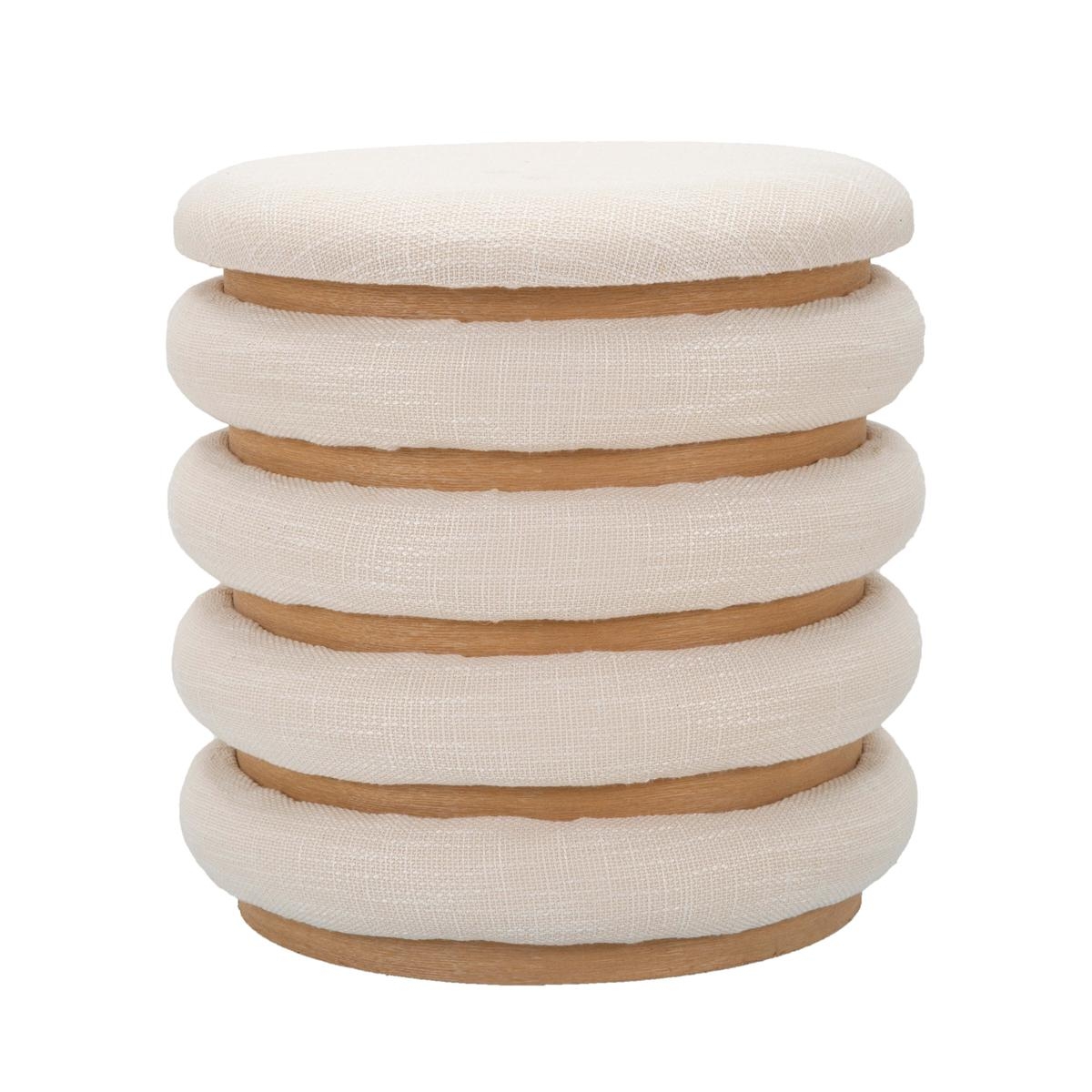 Ronde opbergpoef van hout en stof boho chic Damasco Line Aanbieding Ronde opbergpoef van hout en stof boho chic Damasco Line Aanbieding