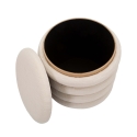 Ronde opbergpoef van hout en stof boho chic Damasco Line Kortingen