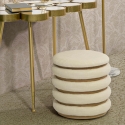 Ronde opbergpoef van hout en stof boho chic Damasco Line Verkoop