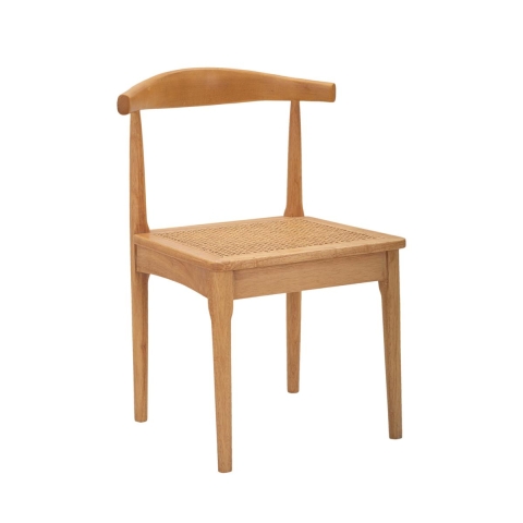 Set van 2 houten keukenstoelen met gevlochten rattan zitting Japan Aanbieding