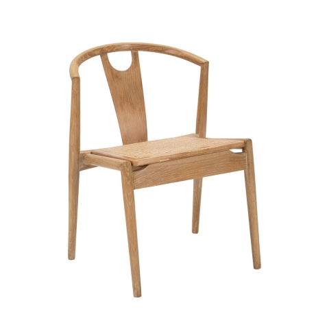 Set van 2 houten keukenstoelen met gevlochten rotan rugleuning Japan Aanbieding