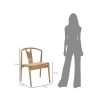 Ensemble de 2 chaises de cuisine en bois avec dossier en rotin tressé Japan Dimensions