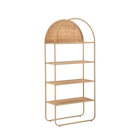 Metalen en rotan wandboekenkast met 4 planken Panama Round Aanbieding