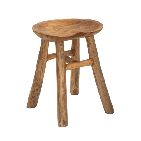 Teakhouten kruk met natuurlijk etnisch design Sel Slim Aanbieding