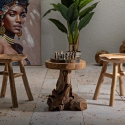 Teakhouten kruk met natuurlijk etnisch design Sel Slim Karakteristieken