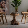 Teakhouten kruk met natuurlijk etnisch design Sel Slim Karakteristieken