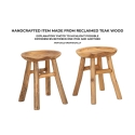 Teakhouten kruk met natuurlijk etnisch design Sel Slim Afmetingen