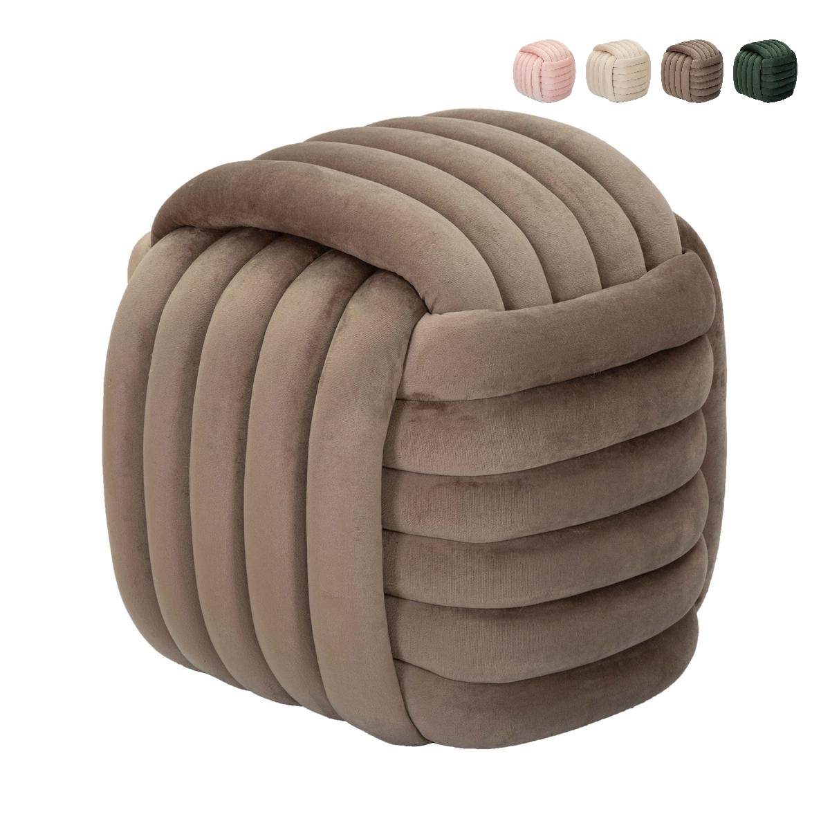Pouf design tressé rembourré en velours style moderne Softy Réductions Pouf design tressé rembourré en velours style moderne Softy Réductions