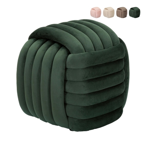 Pouf design tressé rembourré en velours style moderne Softy Promotion