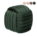 Pouf design tressé rembourré en velours style moderne Softy Promotion