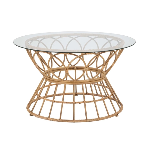 Table basse ronde en rotin et verre 75x44,5 cm Panama Circlce Promotion