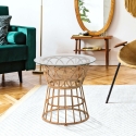 Table basse ronde en rotin avec plateau en verre 50x50cm Panama Circle Vente