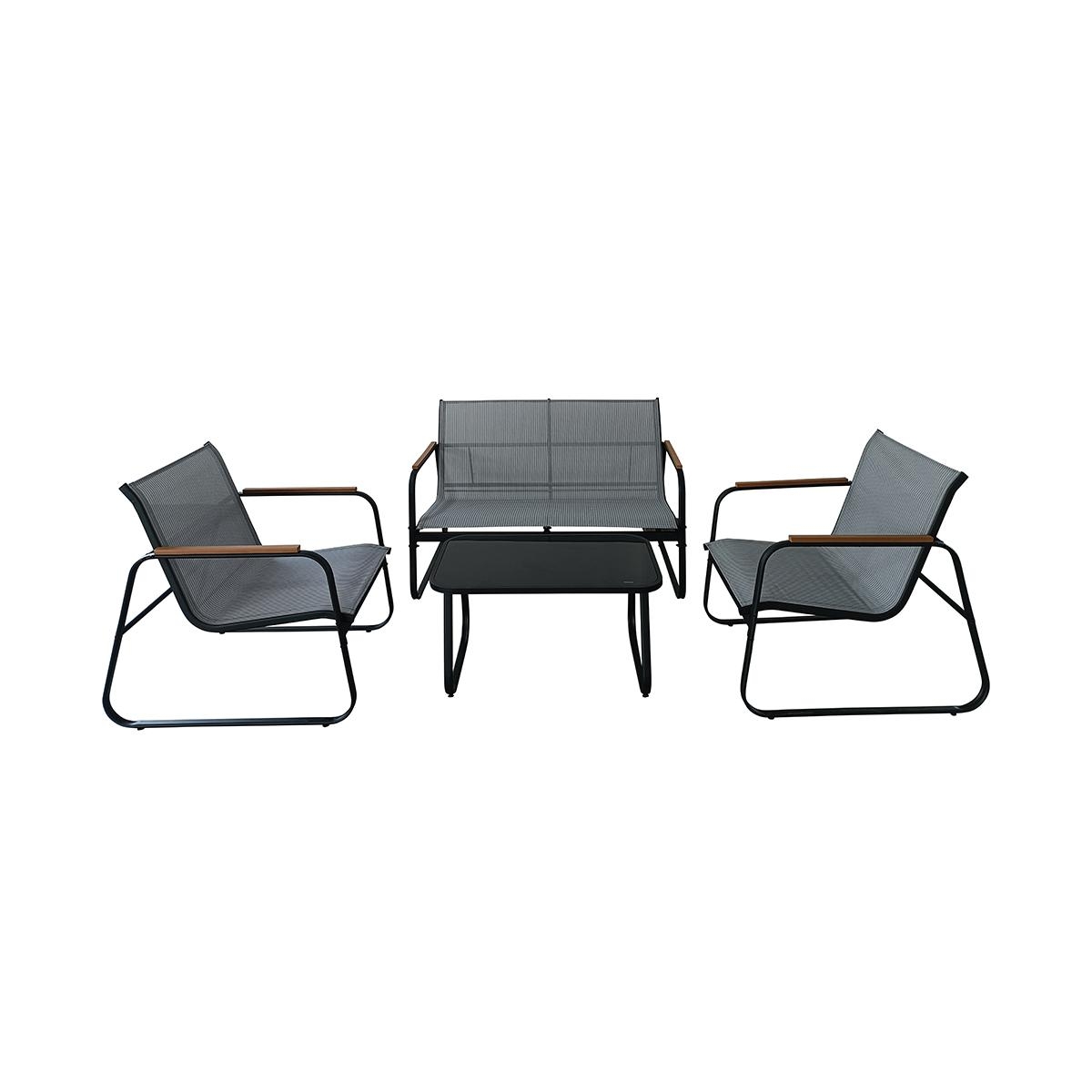 Ensemble de jardin 4 places en acier avec table à verre Saint Martin Promotion Ensemble de jardin 4 places en acier avec table à verre Saint Martin Promotion