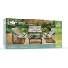Ensemble de jardin 4 places en acier table basse avec plateau en verre coussins Cannes Réductions