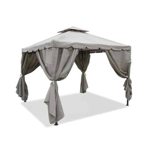 Gazebo idrorepellente 3x3m 4 tende laterali ferro tortora Tangeri Aanbieding