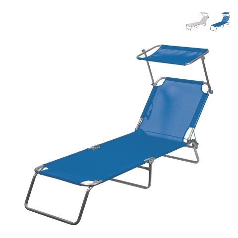 Opvouwbaar en verstelbaar strandbed met zonnescherm Vieste Aanbieding