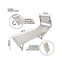 Tuin- en strandligbed in aluminium met zonnescherm Riccione 