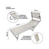 Tuin- en strandligbed in aluminium met zonnescherm Riccione 
