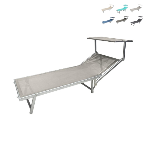 Tuin- en strandligbed in aluminium met zonnescherm Riccione Aanbieding