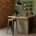 Design kruk van metaal en hout Brush Up in industriële stijl Korting