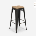 Design kruk van metaal en hout Brush Up in industriële stijl Aanbieding