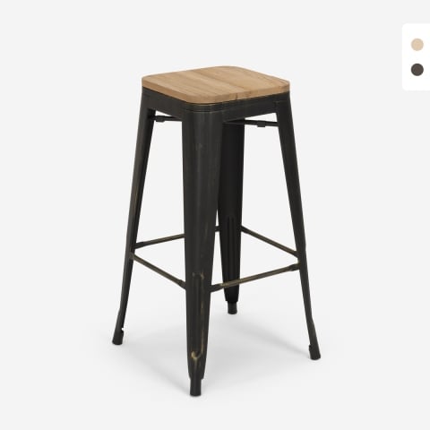 tabouret de bar et cuisine design métal bois style industriel style brush up Promotion