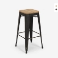 Design kruk van metaal en hout Brush Up in industriële stijl Aanbieding