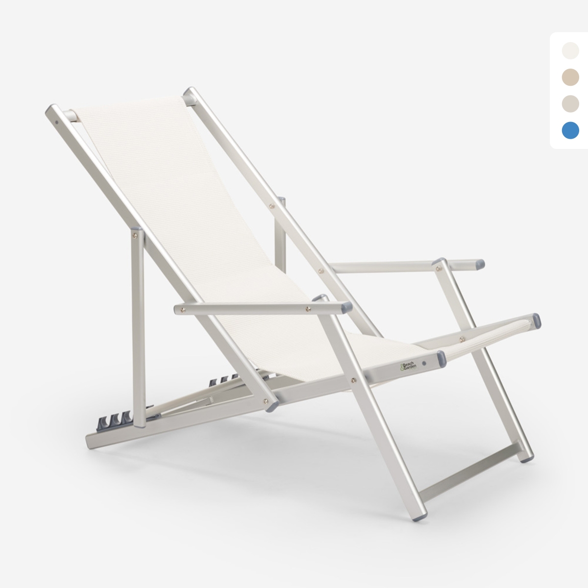 Chaise longue de plage avec accoudoirs en aluminium Riccione Gold Lux Prix Chaise longue de plage avec accoudoirs en aluminium Riccione Gold Lux Prix