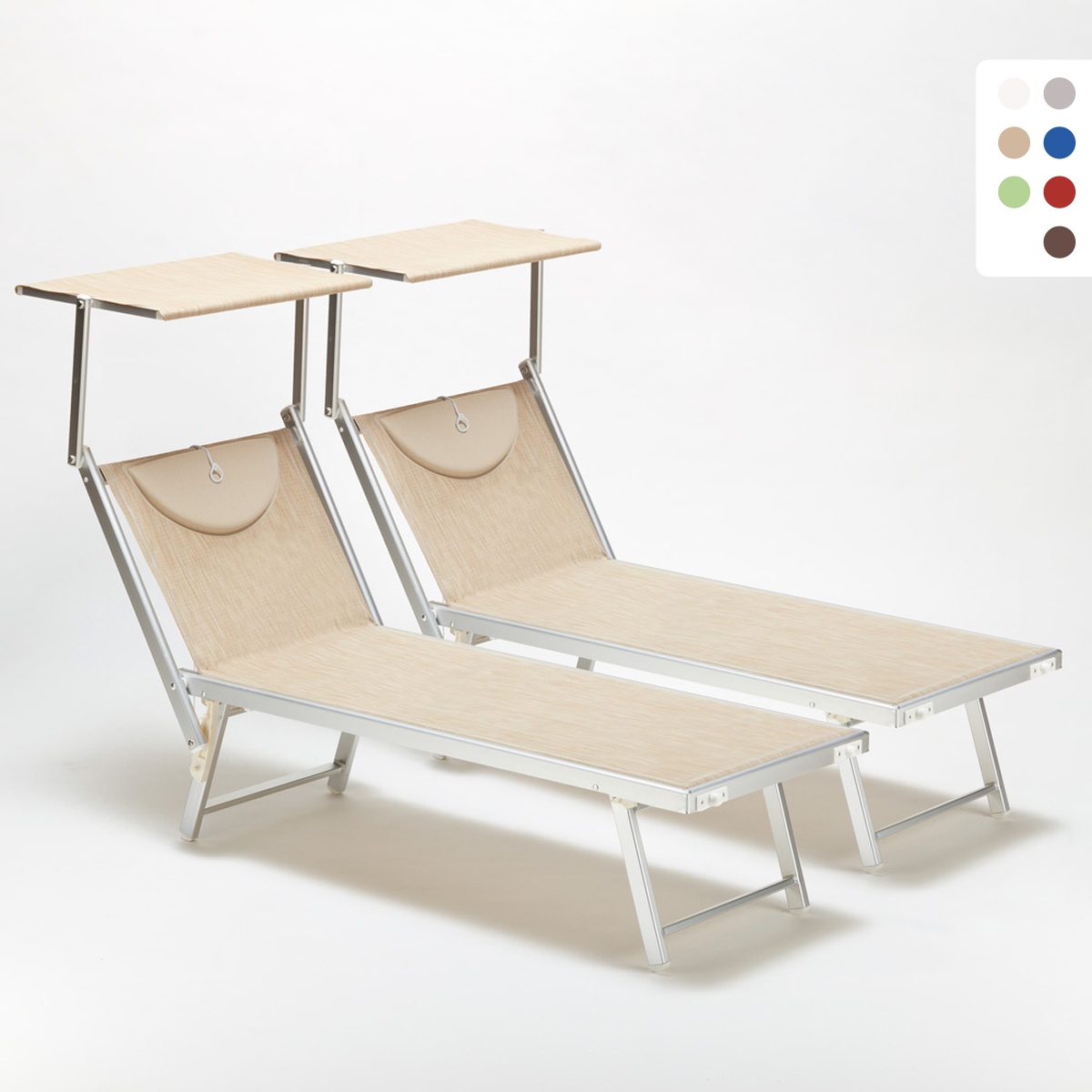 2 stuks professionele aluminium ligbedden Santorini Aanbieding 2 stuks professionele aluminium ligbedden Santorini Aanbieding