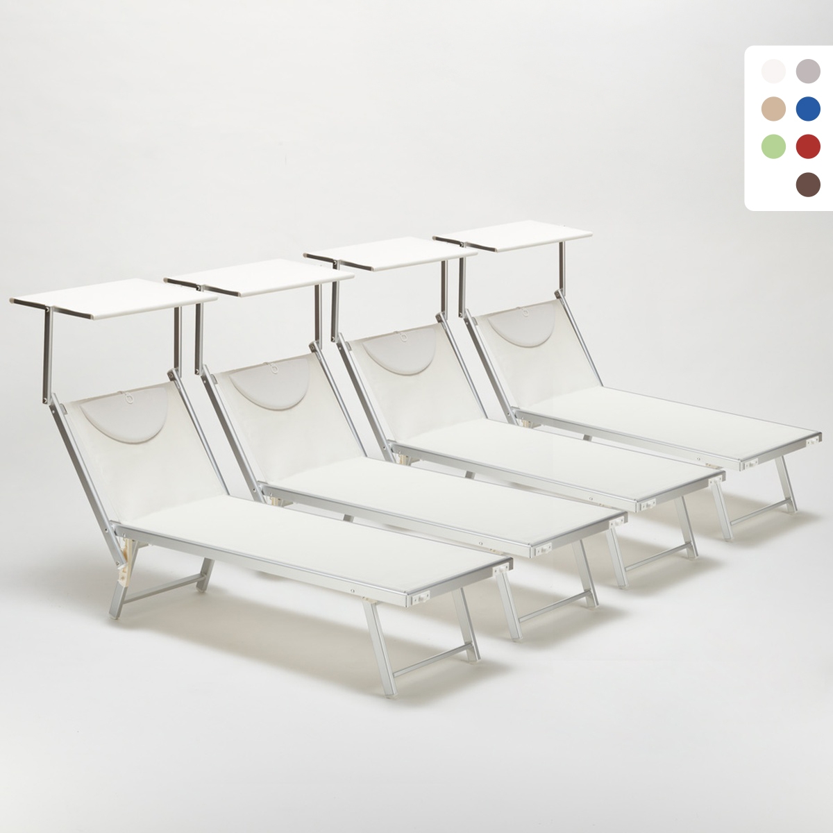 4 transats de plage bain de soleil professionnels en aluminium Santorini Dimensions 4 transats de plage bain de soleil professionnels en aluminium Santorini Dimensions