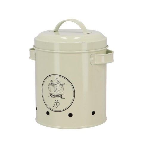 Pot vintage en métal perforé pour oignons avec couvercle Promotion