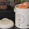 Pot vintage en métal perforé pour oignons avec couvercle Vente