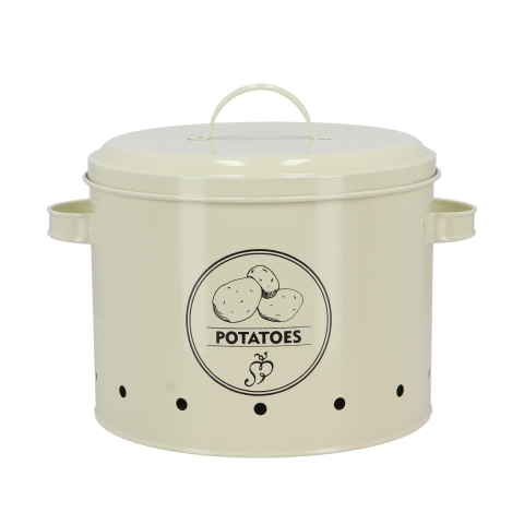 Boîte de cuisine en métal pour pommes de terre avec trous d'aération et couvercle Promotion