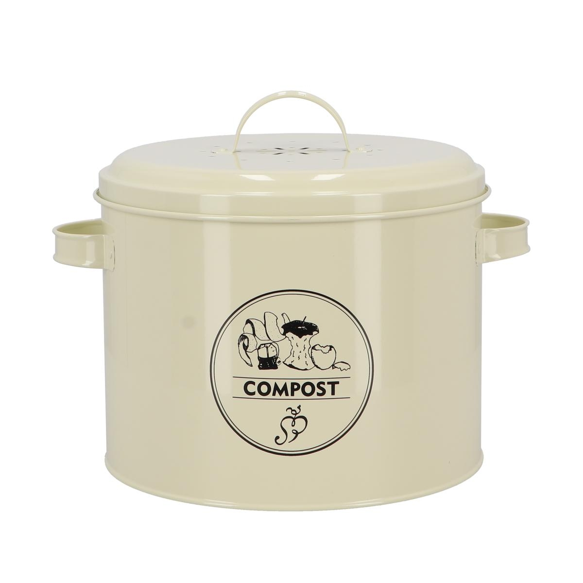 Boîte vintage en métal pour compost avec filtre à charbon actif Promotion Boîte vintage en métal pour compost avec filtre à charbon actif Promotion