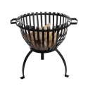 Verhoogde metalen vuurschaal voor de tuin, zwart, met handgrepen. Aanbod