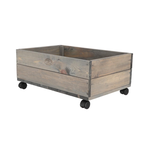 FSC houten plantenbak met wielen 59x39,2x25,2cm Aanbieding